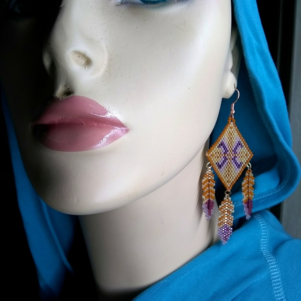 SOLD🎉HP🎉 JRW Handmade Feathers Purple Earrings - Picture 5 of 8